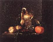 KALF, Willem Still-Life with Silver Bowl, Glasses, and Fruit oil painting artist